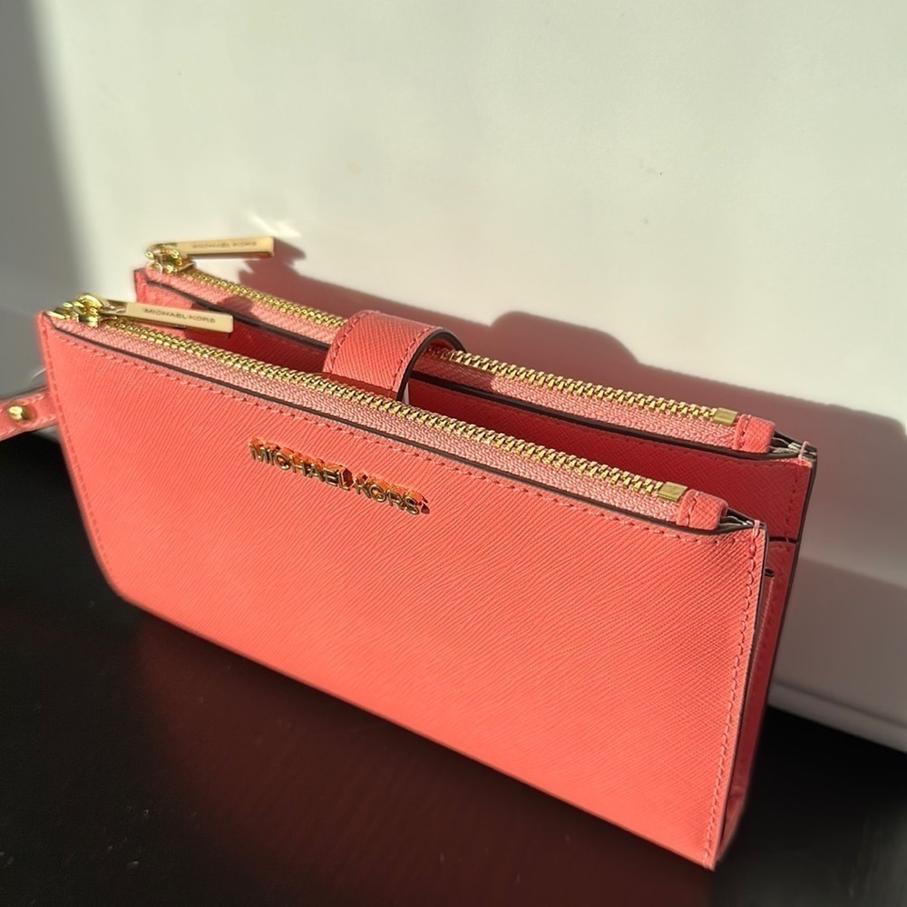 Michael Kors Jet Set double zip wallet phone case wristlet - Picture 3 of 8